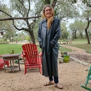 W NEW YORK By WINLIT Women's Black Long 100% Soft Leather Trench Coat L